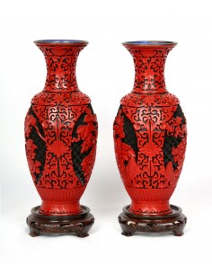 Pareja de Jarrones de Laca... 2