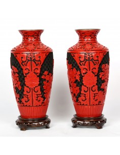 Pareja de Jarrones de Laca... 2