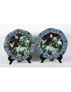 Pareja de Platos de Cloisonné.
