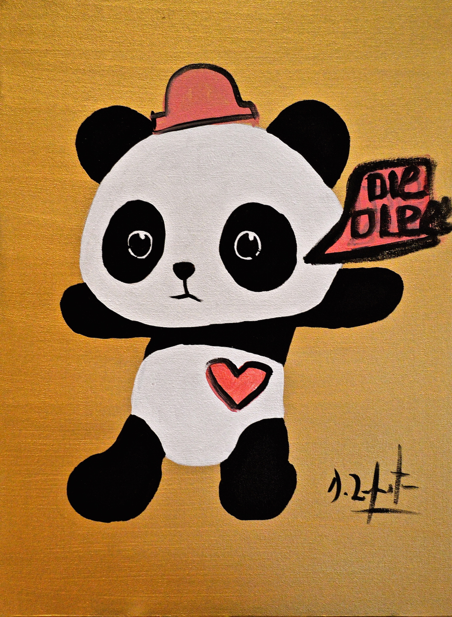 Serie Panda III, Mixta sobre lienzo